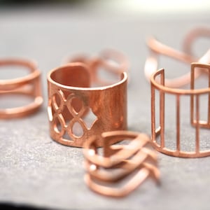 Copper Rings, hippie rings ring sets bohemian rings boho rings tribal rings statement brass rings boho jewelry midi ring sets boho jewellery image 4