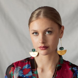 Large Gold boho Earrings, large gemstone earrings statement chunky earrings gold big beaten hammered long gemstone earrings etsy&#39;s pick