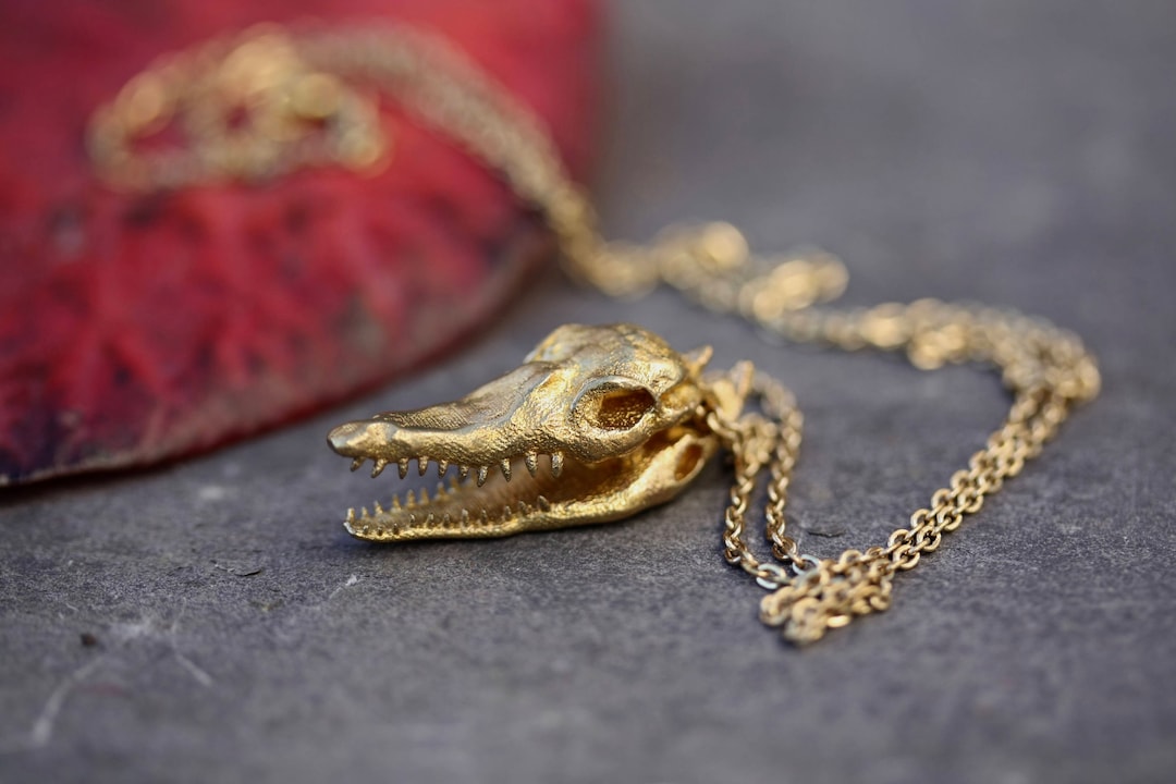 Crocodile Necklace Skull Necklace Skull Jewelry Crocodile Jewelry