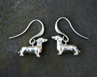 Sausage dog earrings dachshund earrings SILVER dachshund dog earrings animal earrings animal jewelry little earrings dog lover earrings