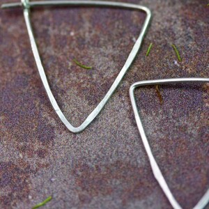 Small Triangle Hoops, silver hoops, silver hoop earrings, minimal earrings, minimal hoops, thin hoops, minimal hoops, dainty hoops image 2