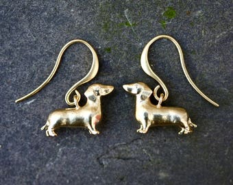 Gold Sausage Dog Earrings - dachshund earrings dachshund dog earrings animal earrings animal jewelry little small earrings delicate