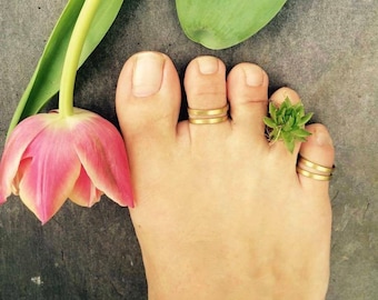Boho Messing Zehenringe, verstellbarer Hippie Schmuck