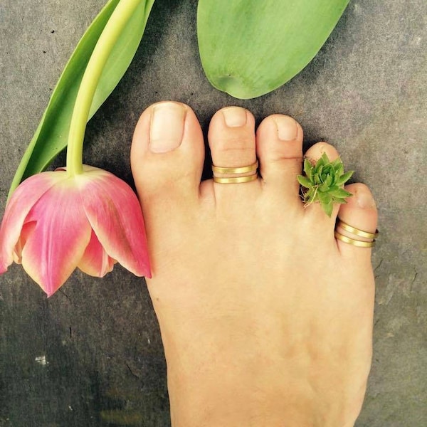 Anillos de latón bohemios para los dedos del pie, joyería hippie ajustable