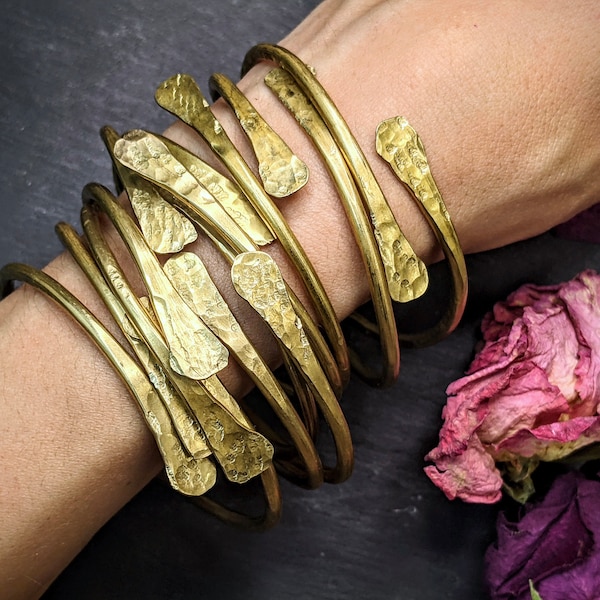 Stacking Bracelet, gold bangle brass beaten bracelets stacked bracelet boho stacking bracelet stack textured bracelet boho set