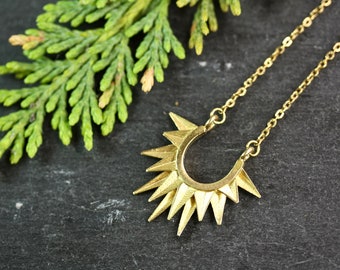Gold Sun Necklace, boho sun necklace sun gold necklace inca sun necklace minimalist sun necklace aztec sun necklace sunbeam necklace gold