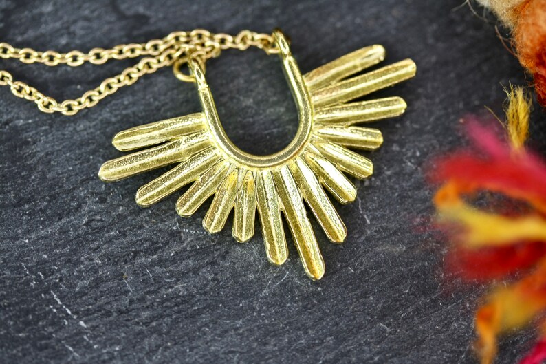 Sun Necklace Boho necklace gold necklace, bohemian, brass, boho wedding, inca necklace, gold, sun necklace, boho gift, celestial necklace image 4