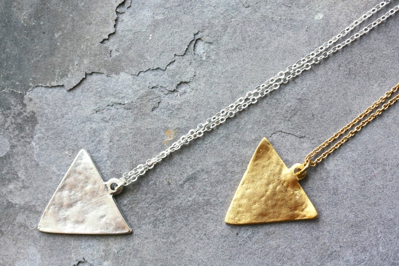 Long Pendant Necklaces Triangle necklace long necklace geometric jewelry minimal necklace minimal jewelry long pendant necklaces image 1