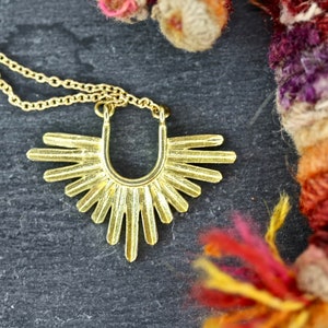 Sun Necklace Boho necklace gold necklace, bohemian, brass, boho wedding, inca necklace, gold, sun necklace, boho gift, celestial necklace