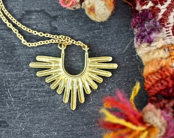 Sun Necklace Boho necklace gold necklace, bohemian, brass, boho wedding, inca necklace, gold, sun necklace, boho gift, celestial necklace