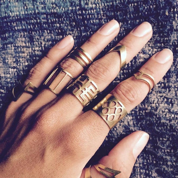 Boho rings, bohemian rings, hippie rings, gold rings, tribal rings, midi ring, brass rings, boho jewelry, midi rings, ring sets