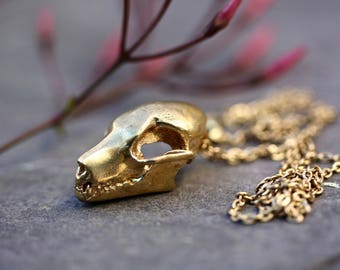 Fruit bat necklace vampire necklace skull necklace skull jewelry bat necklace gold necklace voodoo necklace witch necklace HALLOWEEN jewelry