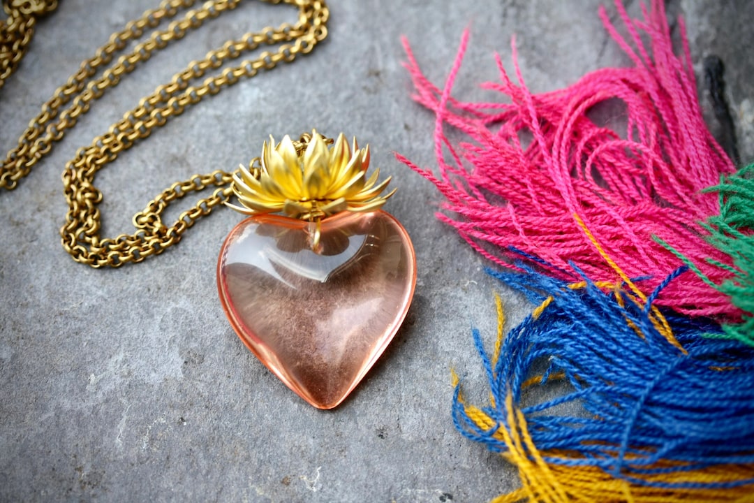 Pink Heart Necklace Made From Petal Pink Glass, Sacred Heart