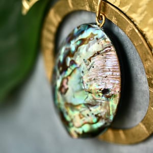 Large Statement gold earrings, mother of pearl earrings bohemian earrings regal earrings abalone shell earrings Etsy's pick big earrings image 5