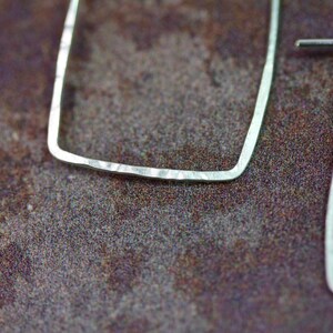 Small Square Hoops, silver hoops, sterling silver hoop earrings, minimal earrings, minimal hoops, thin hoops, minimal hoops, dainty hoops image 2