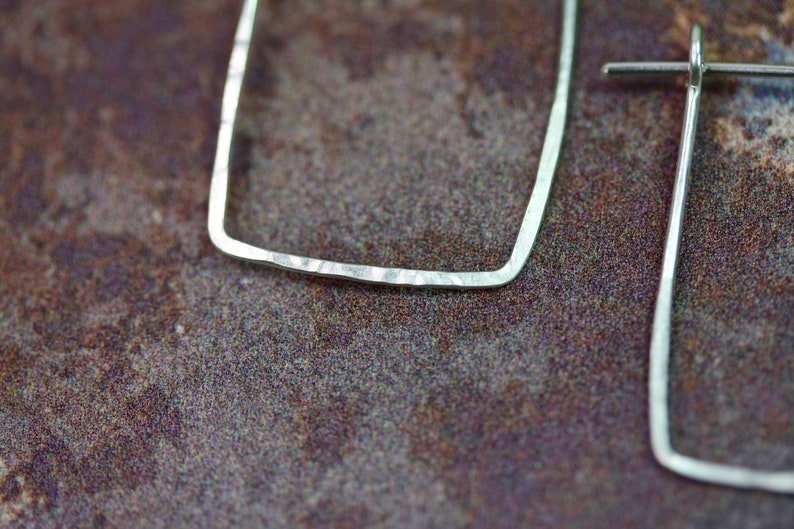 Small Square Hoops, silver hoops, sterling silver hoop earrings, minimal earrings, minimal hoops, thin hoops, minimal hoops, dainty hoops image 2