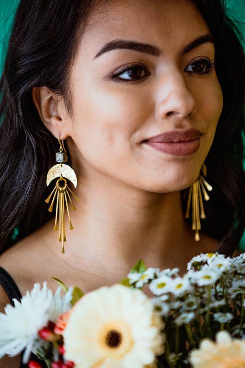 Boho Earrings Gold Earrings Statement Earrings Large Gold Etsy UK