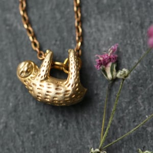 Tiny Sloth Necklace, little sloth necklace gold sloth necklace tiny animal necklace gold little necklace sloth jewellery monkey necklace