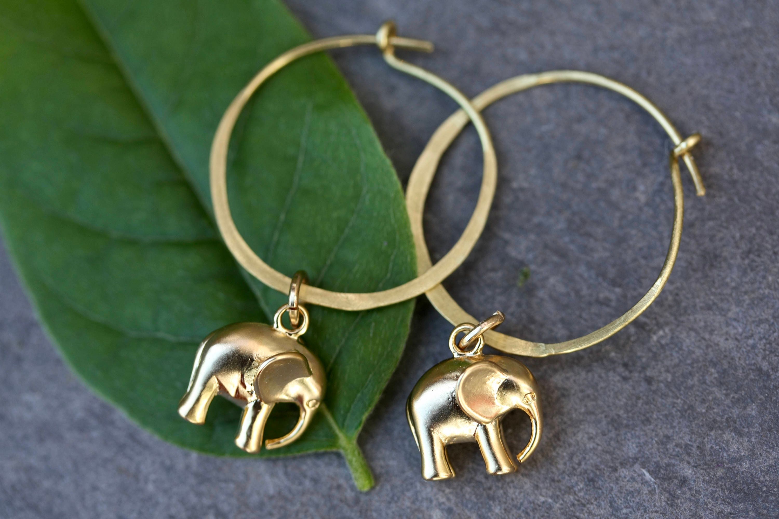 Elephant hoop earrings deals