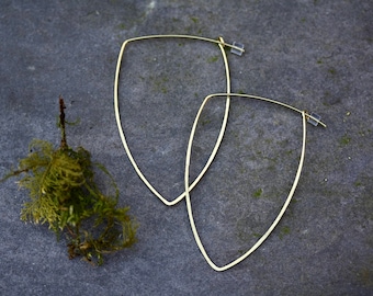 Minimalist Gold Hoop Earrings - Geometric Shield or Square