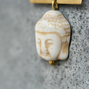 Buddha Earrings With Brass Sun Crown Boho earrings hippie earrings yoga earrings sun earrings ethnic earrings religious earrings ancient image 4