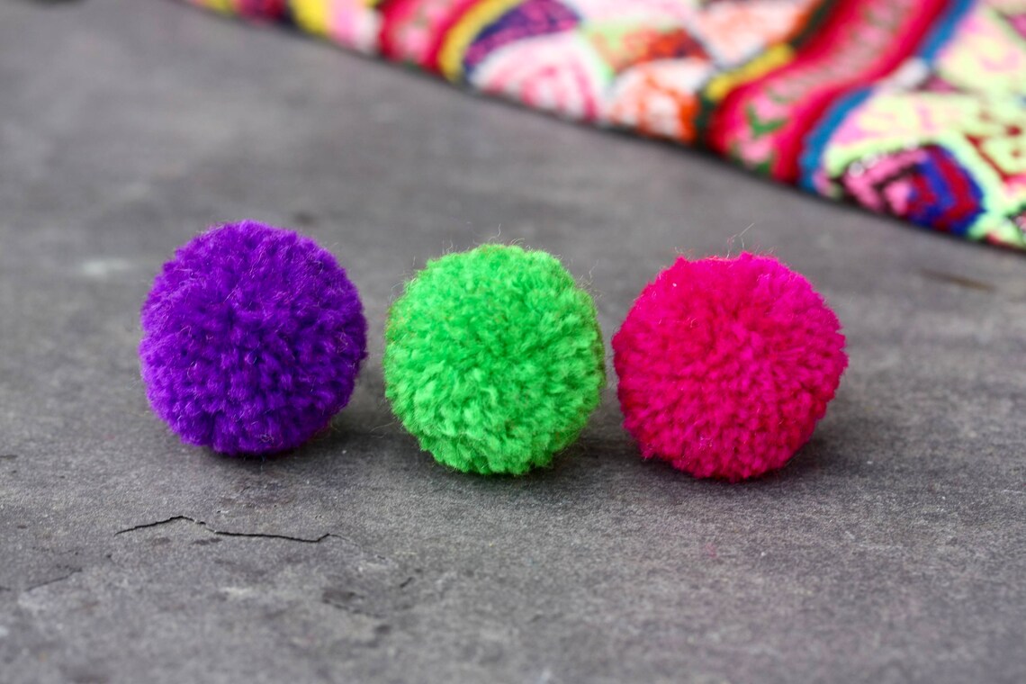 Pom Pom Ring Pom Pom Jewelry Festival Jewelry Rainbow Etsy