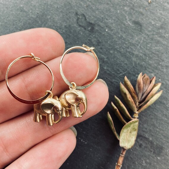 Elephant hoop earrings deals