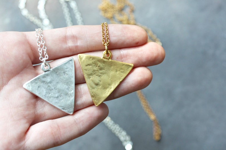 Long Pendant Necklaces Triangle necklace long necklace geometric jewelry minimal necklace minimal jewelry long pendant necklaces image 4