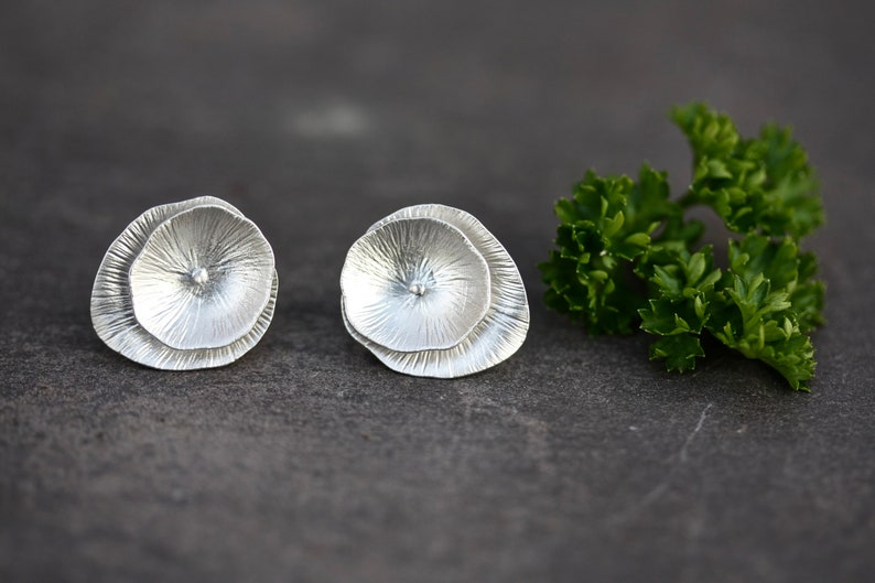 Lotus flower earrings, lotus earrings lotus studs flower studs flower earrings silver flower studs silver lotus earrings silver studs image 1