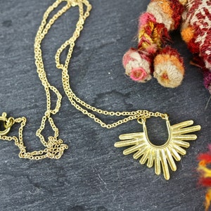 Sun Necklace Boho necklace gold necklace, bohemian, brass, boho wedding, inca necklace, gold, sun necklace, boho gift, celestial necklace image 3