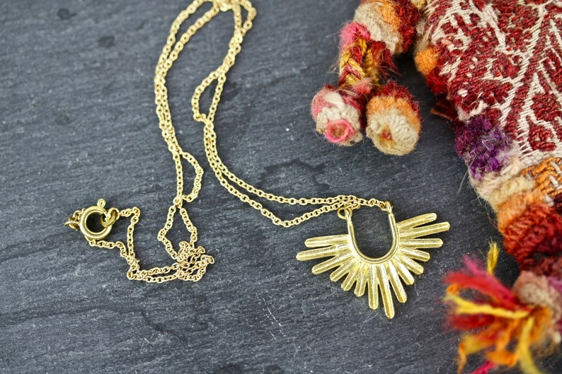 Sun Necklace Boho necklace gold necklace, bohemian, brass, boho wedding, inca necklace, gold, sun necklace, boho gift, celestial necklace image 3