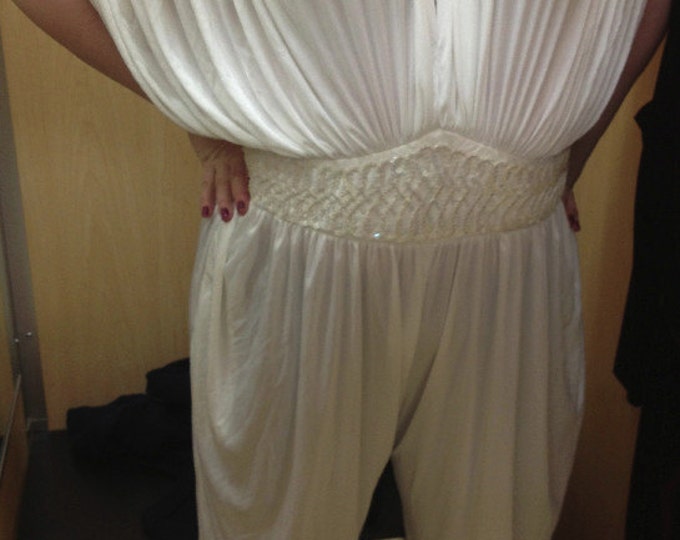 Vintage White Polyester Jumpsuit 70s80s Plus Size Etsy