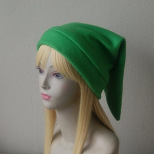 Fleece Link Hat - Legend of Zelda Inspired Classic Kokiri GREEN Link Video Game Cosplay Cap Fantasy Elf Mage Medieval Style