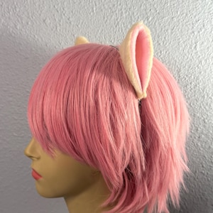Beige Short Fur Kitty Cat Cosplay Ears Set + Black 3mm Metal Headband