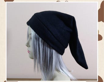 Made-to-Order / Dark Link Inspired Black Elf Hat - Fleece Cosplay Elf Cap, Gaming Costume Accessory, Handmade