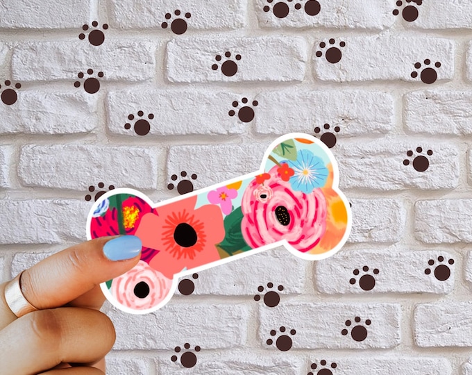 Featured listing image: Dog Bone Dog Mom Flower Decal Sticker