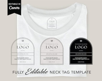 Neck Tag Canva Template, Size Label Template, Small Business Template, Custom Shirt Tag, Care Instructions Tag, DIY tag, Editable Label