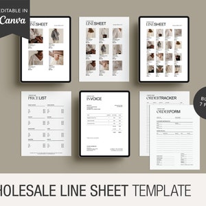 Wholesale Linesheet Template Bundle, Price List Template, Editable Catalog, Seller shop, Product Sales Sheet, Canva Line sheet Catalogue