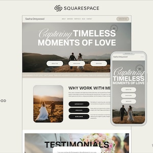 Squarespace Website Template for Photographers, Wedding Photographer Website, Wedding Planner, Photographer Squarespace Template 7.1