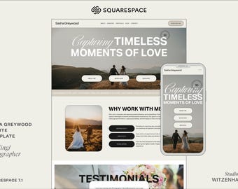 Squarespace Website Template für Fotografen, Hochzeitsfotografen Website, Hochzeitsplaner, Fotograf Squarespace Template 7.1