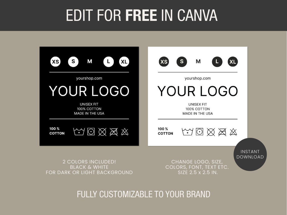 Custom Neck Label Template, DIY Tshirt Neck Label Tags, Custom Clothing ...
