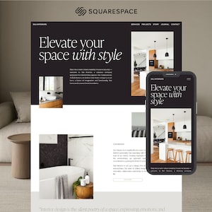 Squarespace 7.1 website template, Minimal Modern website theme for service-based businesses, interior designers, photographers, architects
