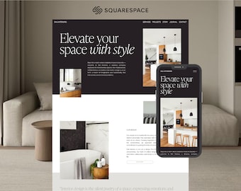 Squarespace 7.1 website template, Minimal Modern website theme for service-based businesses, interior designers, photographers, architects