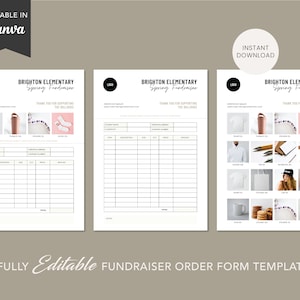 Editable Fundraising Form Template, School Fundraiser Form, Editable Charity Events Form, Donation Form, Donation Tracker, Canva Template