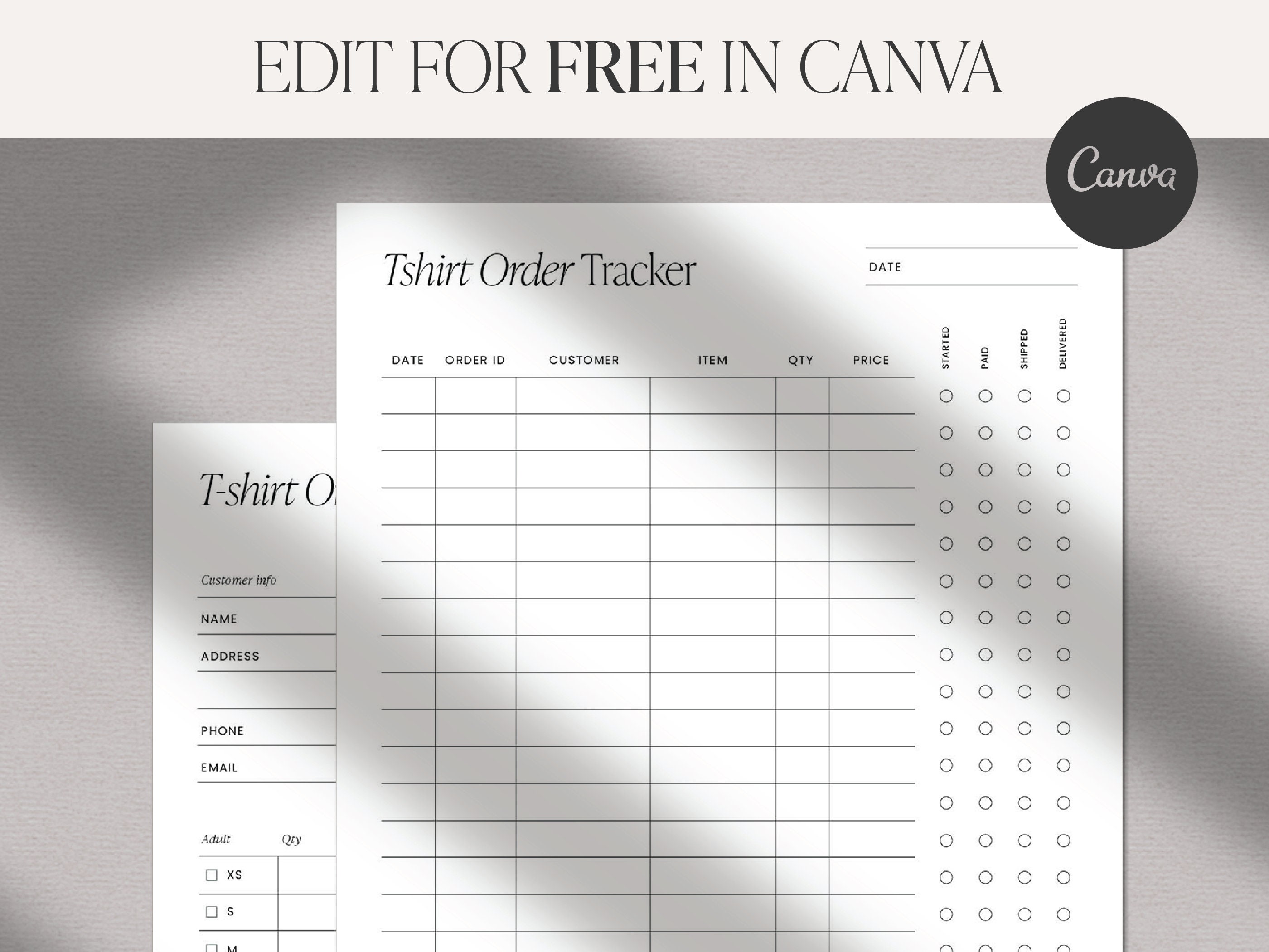T-shirt Order Form Canva Template, Editable and Printable Tshirt ...