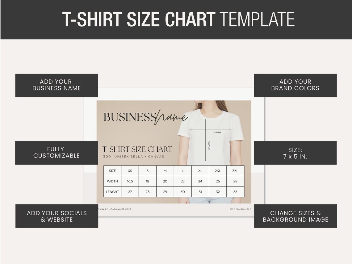 Bella canvas 3001 size chart template 3001 size chart canva size