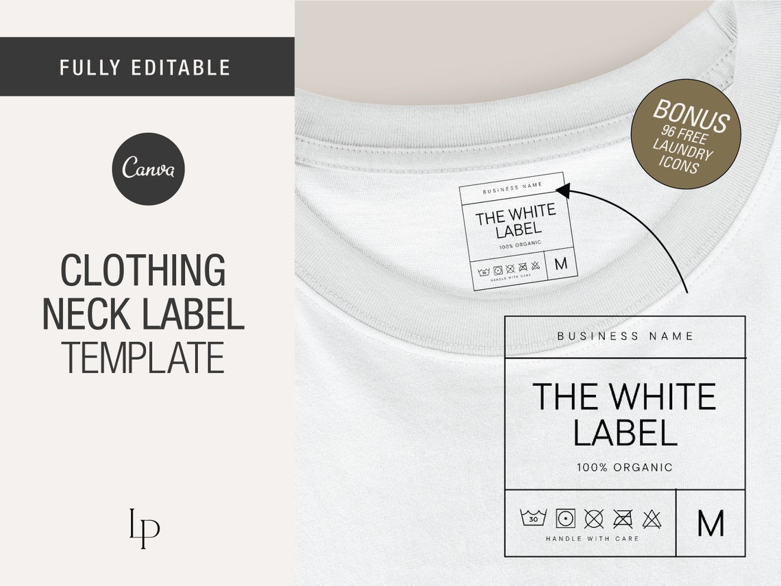 Canva Neck Label Template, DIY Tshirt Neck Label Tags, Custom Clothing ...