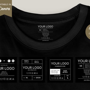 Custom Neck Label, T-Shirt Neck Label, Canva Neck Label Tags, Shirt Tag Template, Shirt Care Card, Custom Clothing Tags, Clothing Tags Label