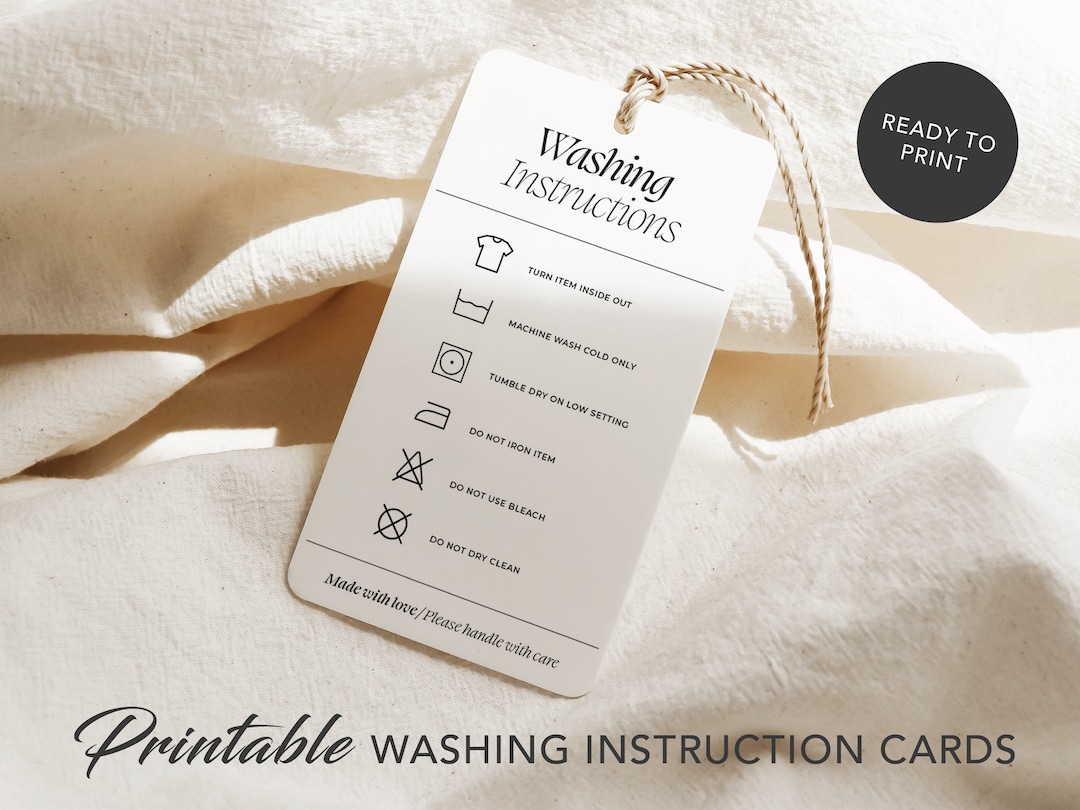 Apparel Care Instructions Card, Shirt Care Card, Small Business