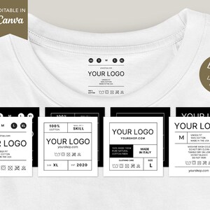Custom Clothing Tags Template, Editable Care Card, DIY tshirt Neck Label Tags, Wash Care Card, Garment Care Template, Clothing Starter Pack